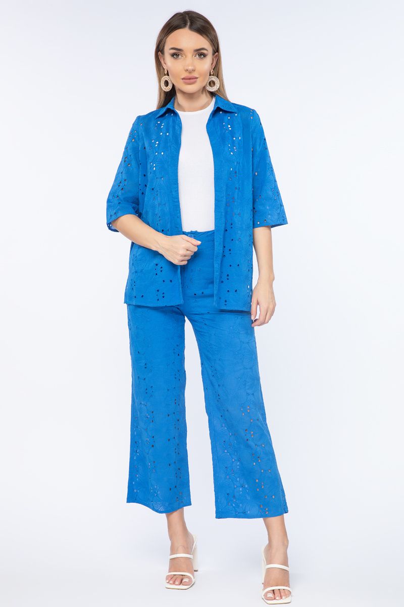 perforated women pants with embroidery