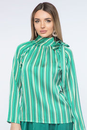 striped women satin top