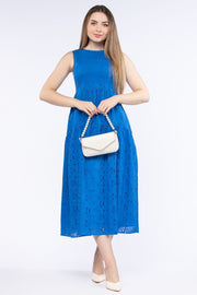 perforated women dress with embroidery