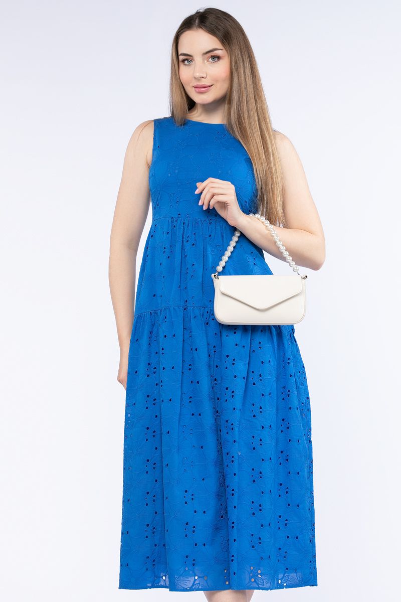 perforated women dress with embroidery