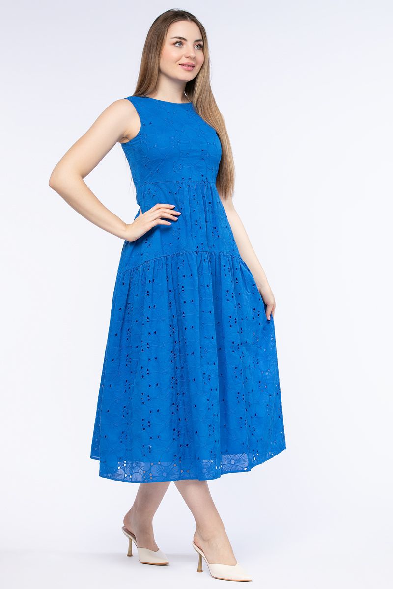 perforated women dress with embroidery