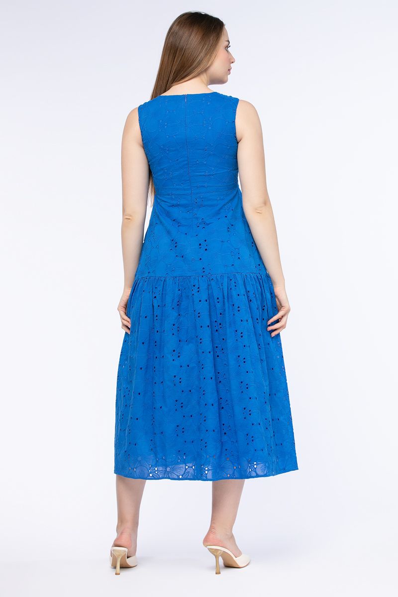 perforated women dress with embroidery