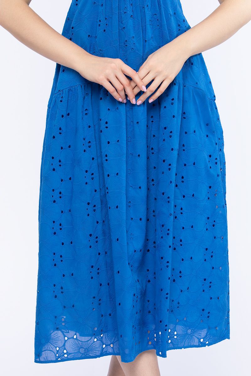 perforated women dress with embroidery