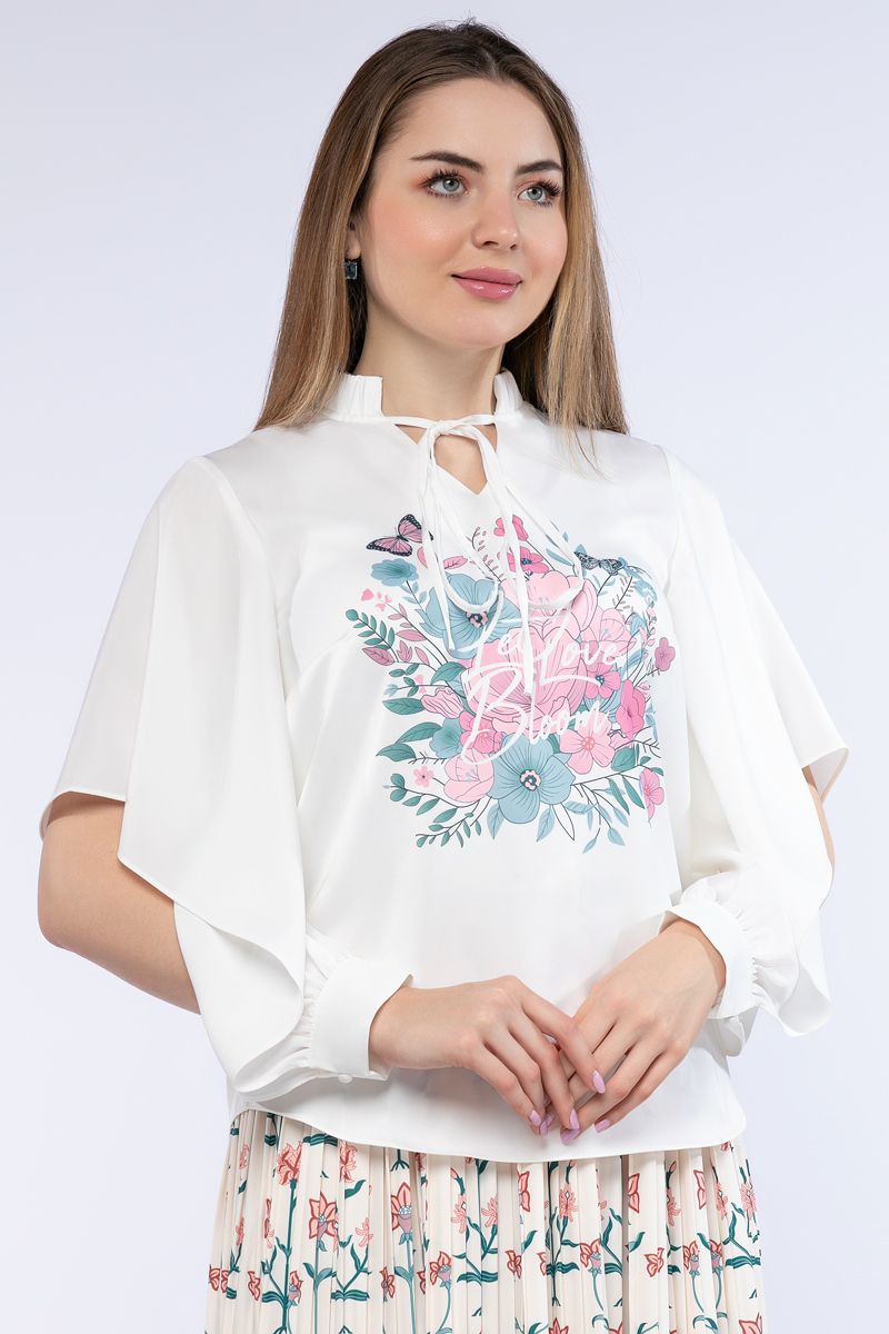 women top with open cut sleeves