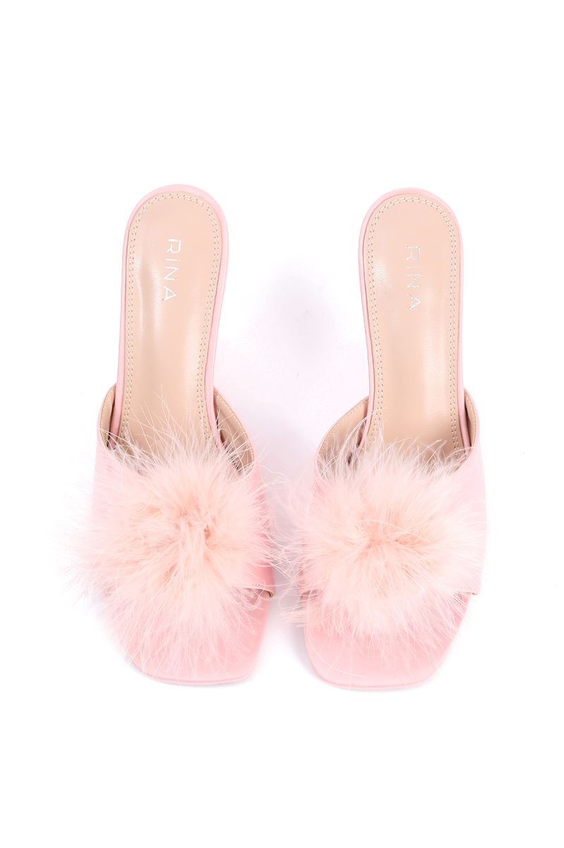 women sandal with feathers