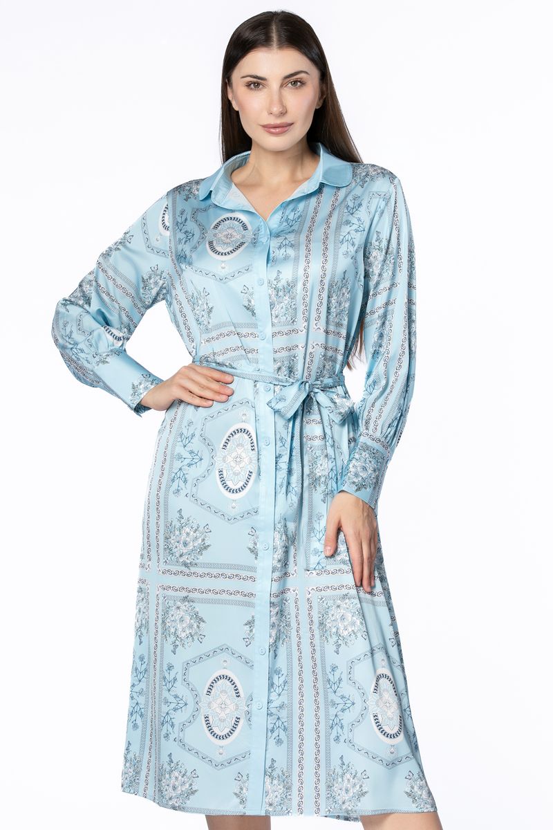 فستان نسائي بنمط قميص وبطبعات