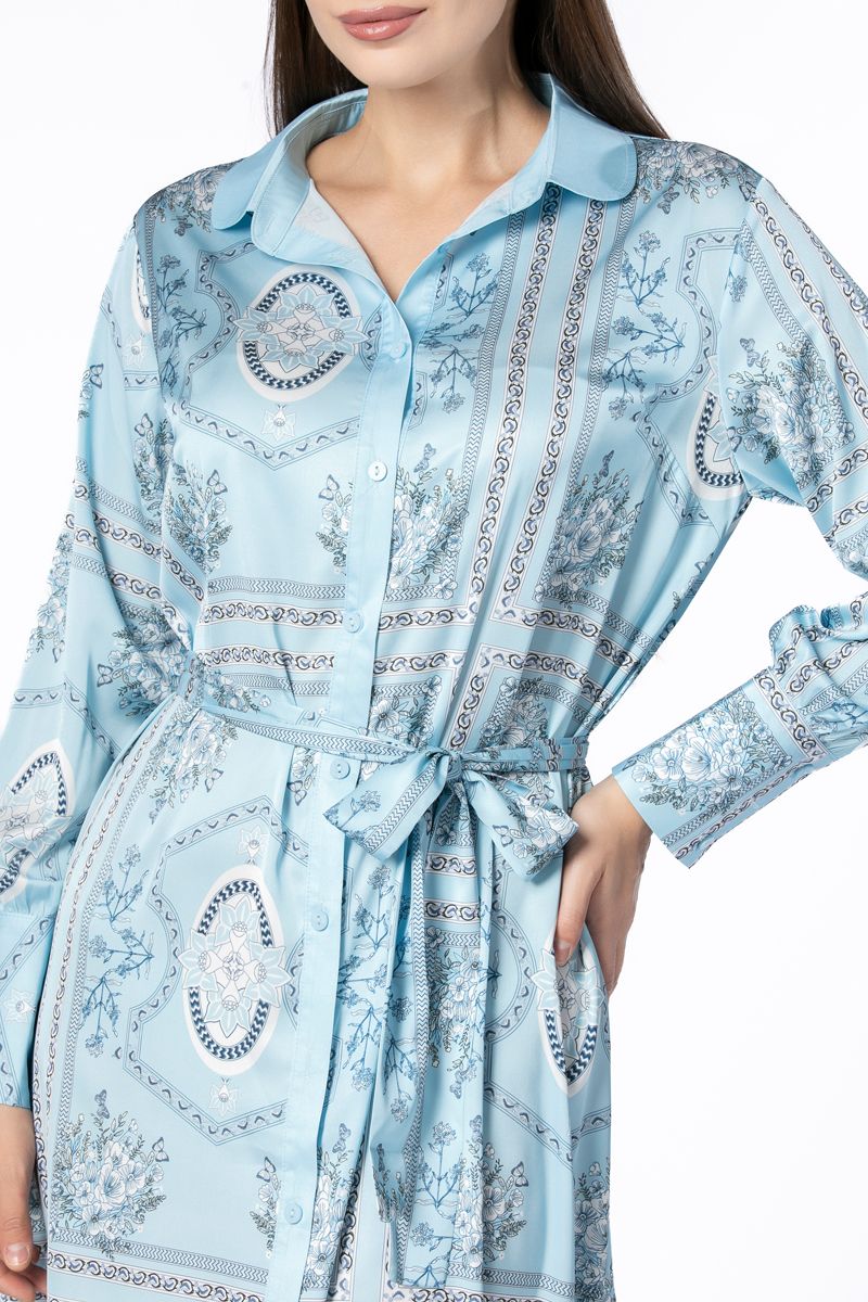 فستان نسائي بنمط قميص وبطبعات