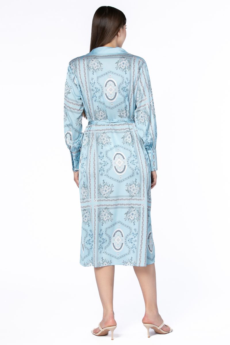 فستان نسائي بنمط قميص وبطبعات