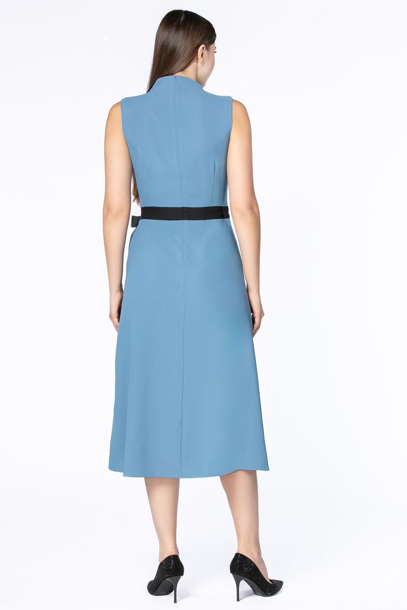 فستان نسائي متباين اللون وبحزام