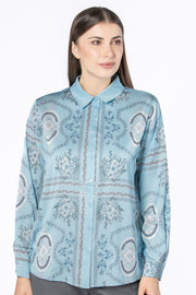 قميص ساتان نسائي بطبعات