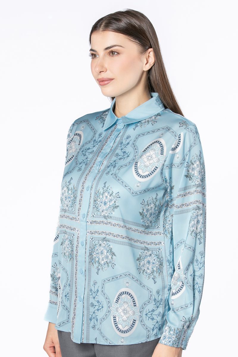 قميص ساتان نسائي بطبعات