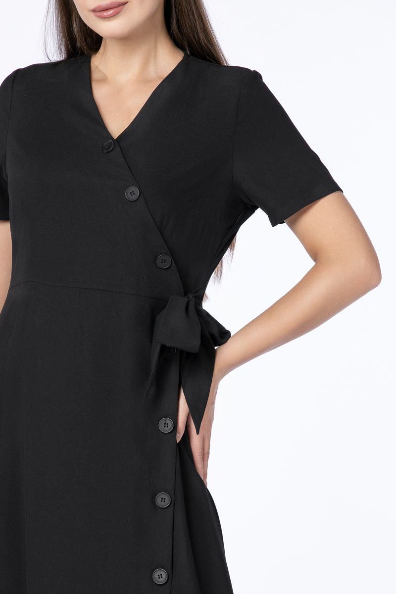 فستان نسائي ماكسي بنمط لف مع أزرار