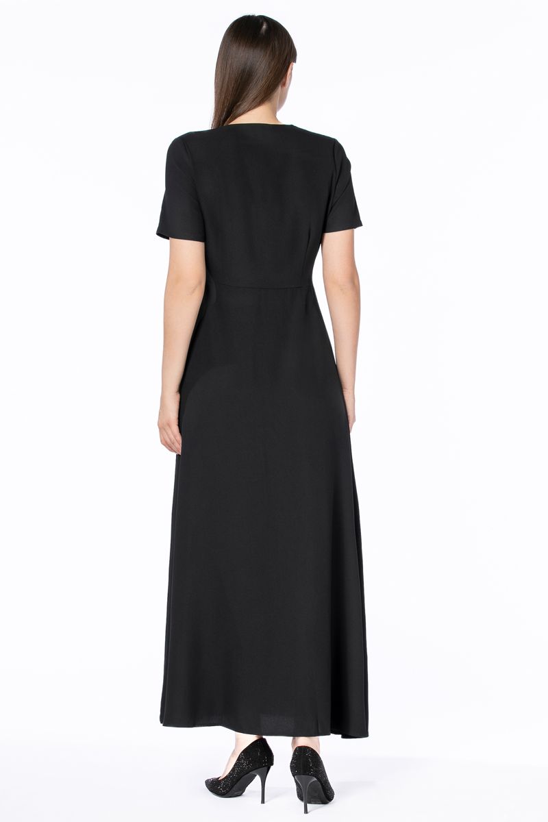 فستان نسائي ماكسي بنمط لف مع أزرار