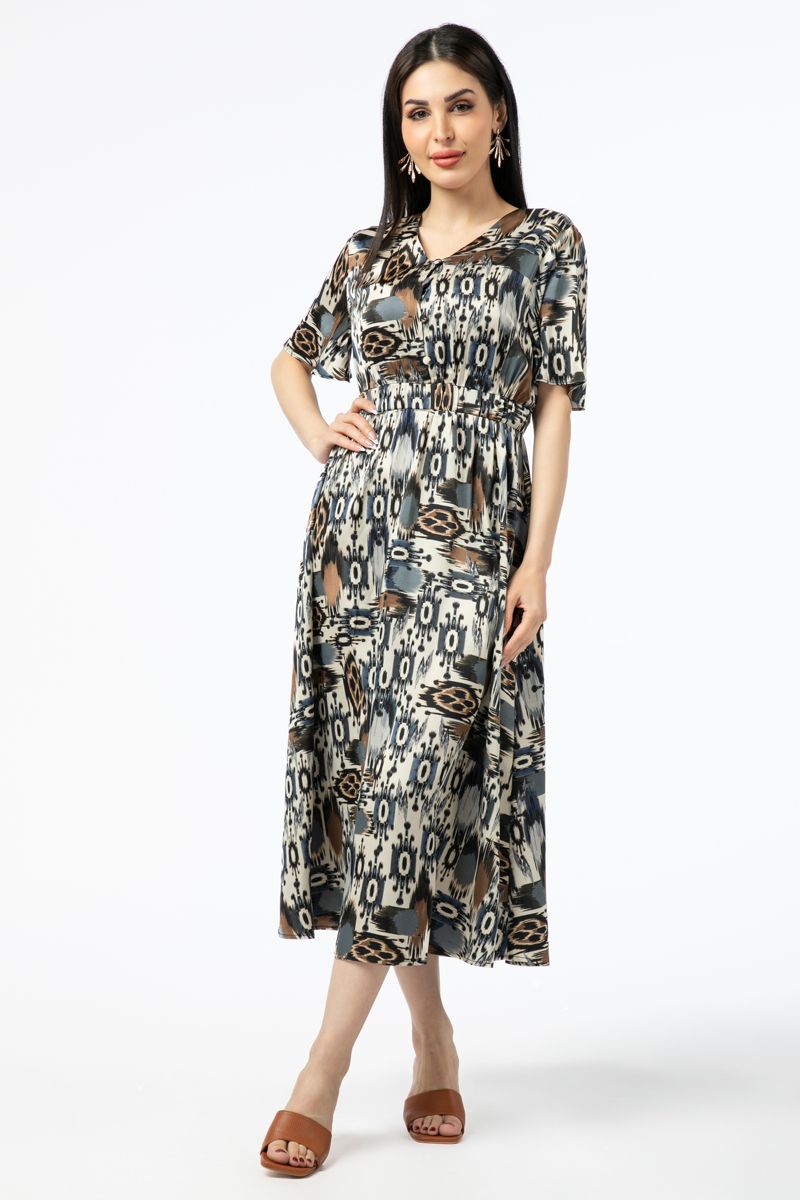 فستان نسائي طويل بطبعات