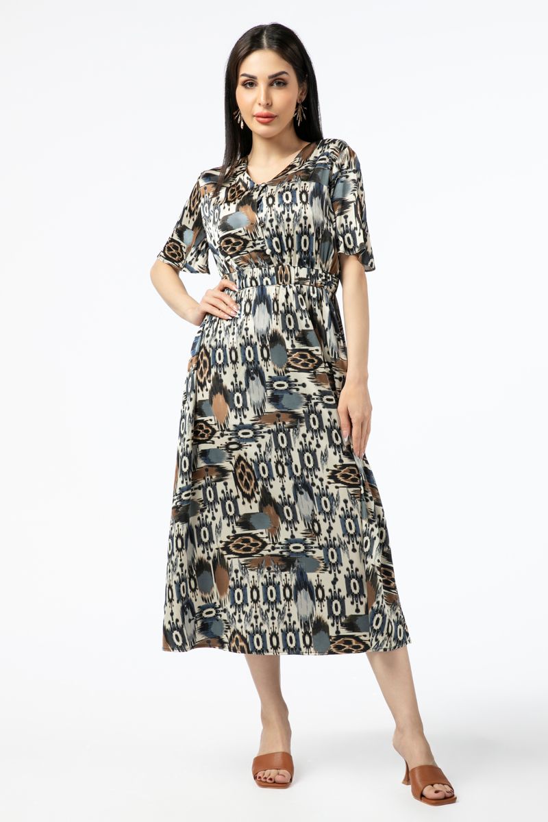 فستان نسائي طويل بطبعات