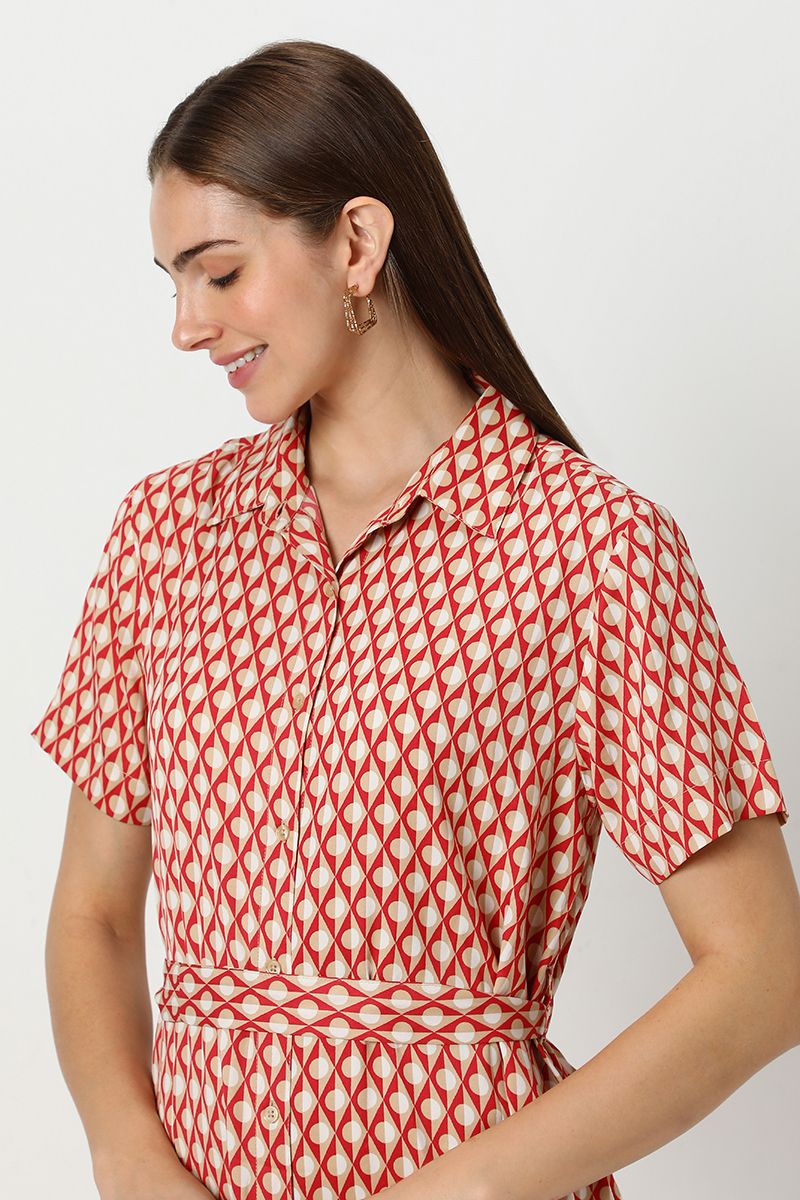 women printed shirt dress
