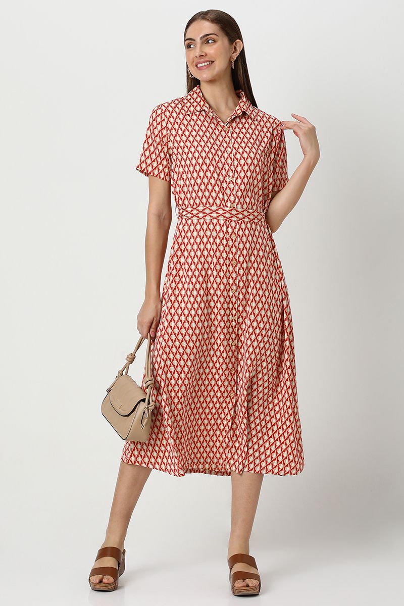 women printed shirt dress
