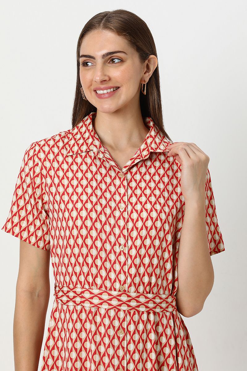 women printed shirt dress