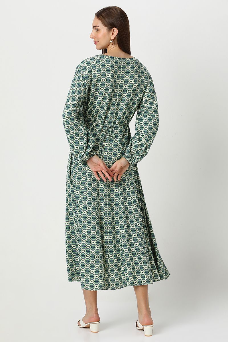 printed women dress with waist strap