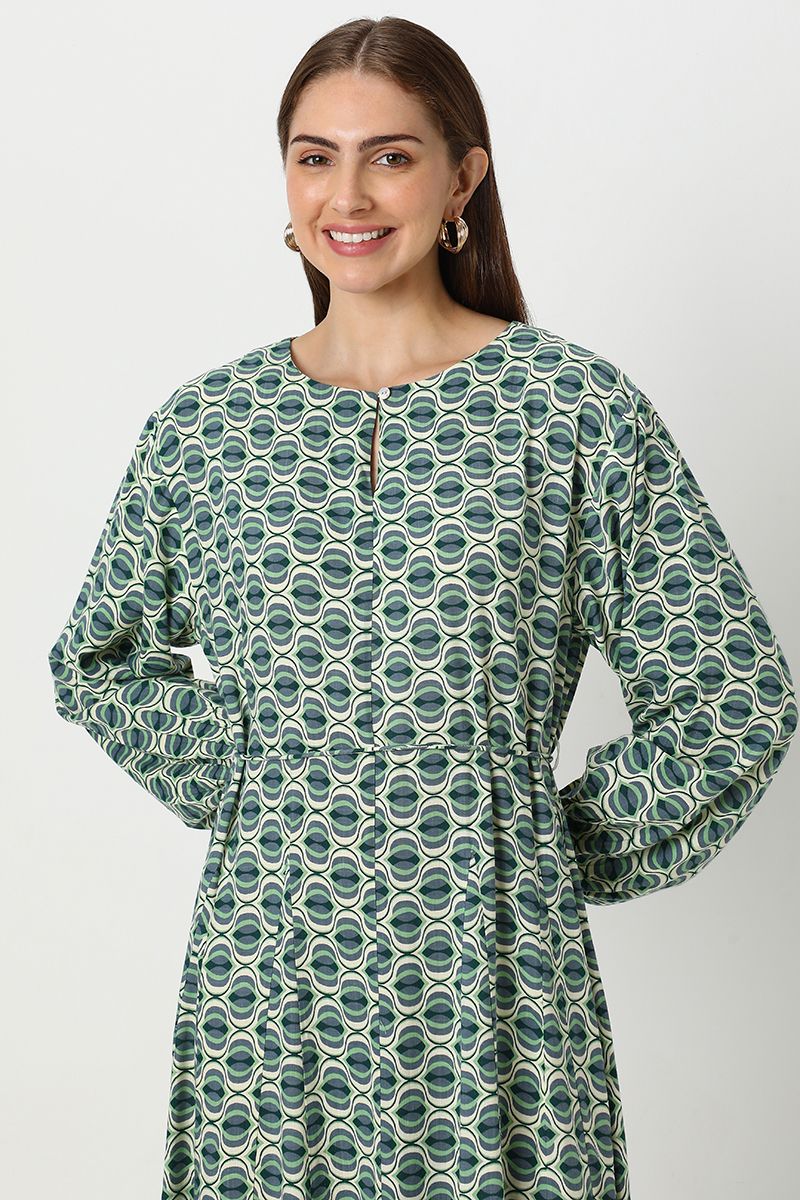 printed women dress with waist strap