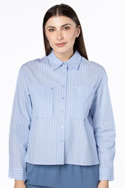 قميص نسائي مخطط بقصة قصيرة