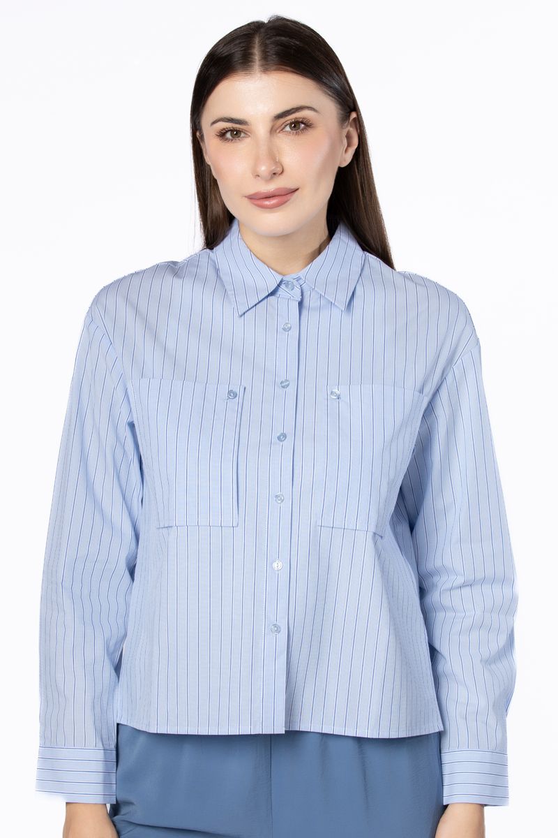 قميص نسائي مخطط بقصة قصيرة