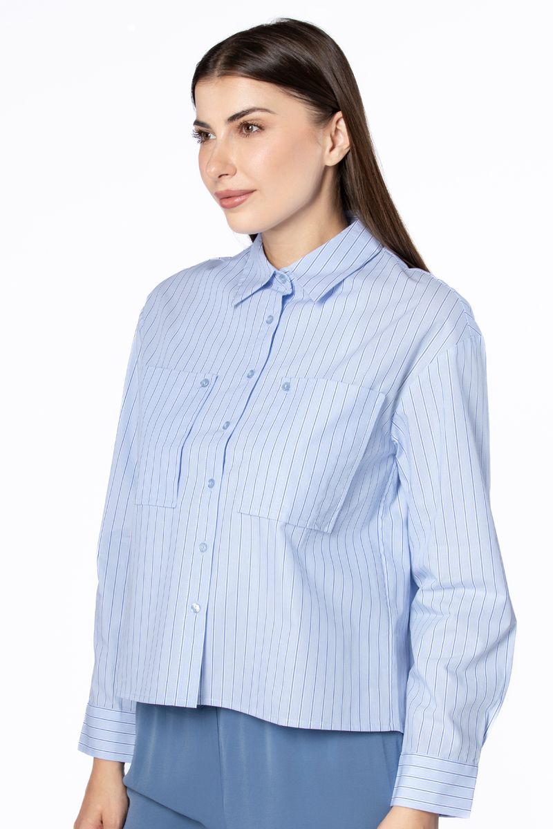 قميص نسائي مخطط بقصة قصيرة