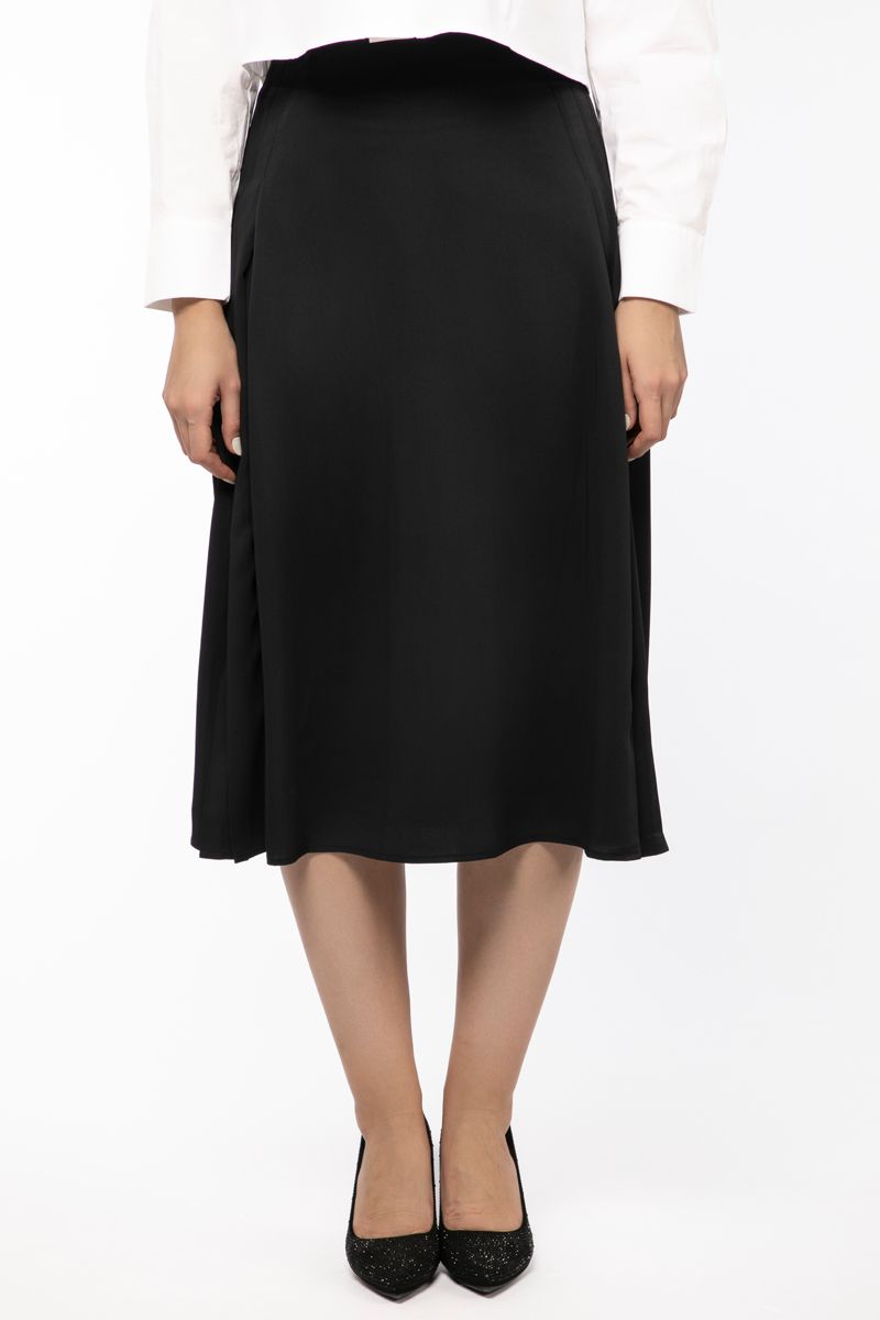 solid colored pleated women skirt