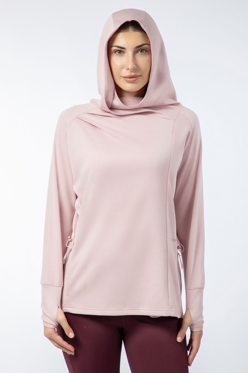 activewear women hoodie with side drawstrings