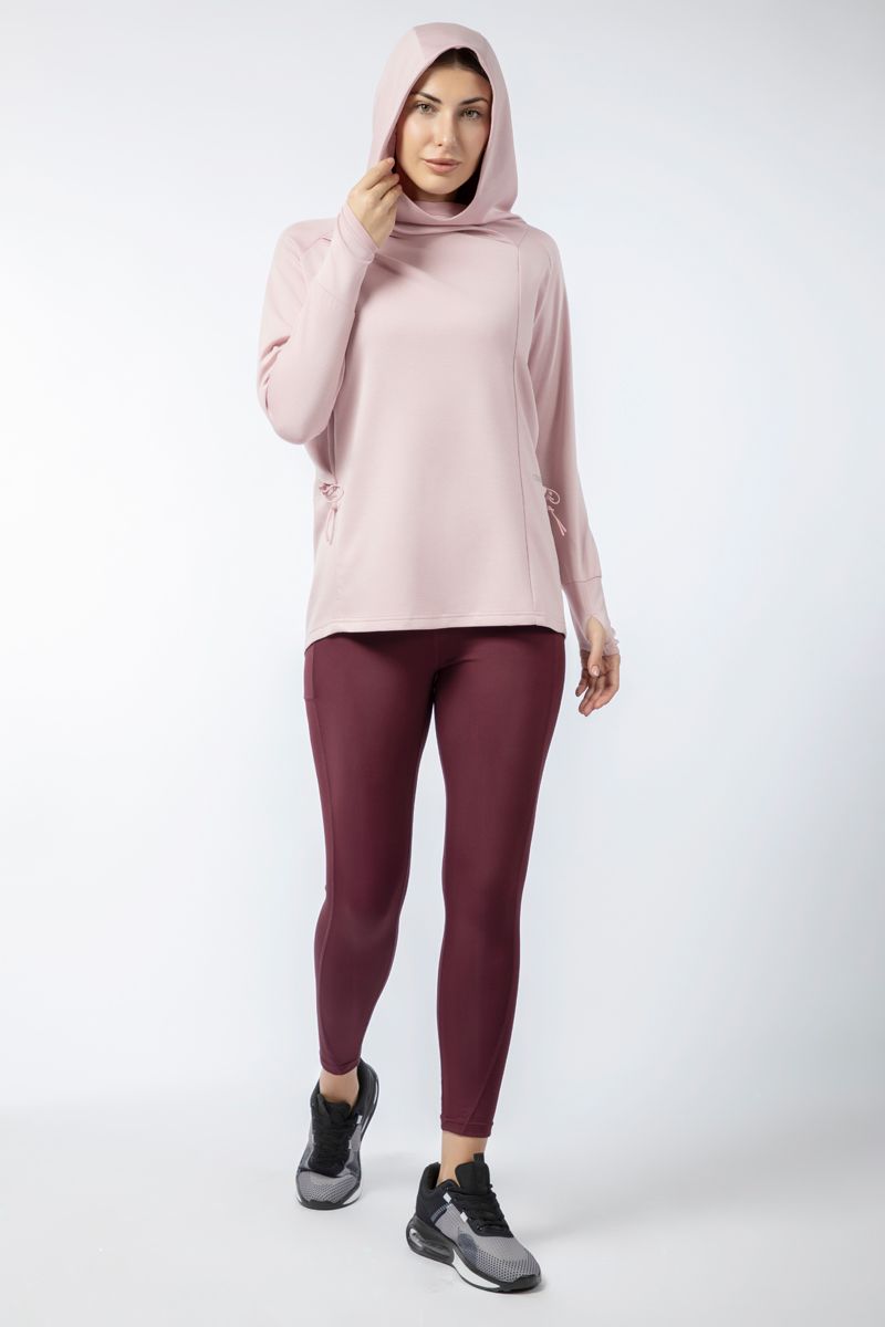 activewear women hoodie with side drawstrings