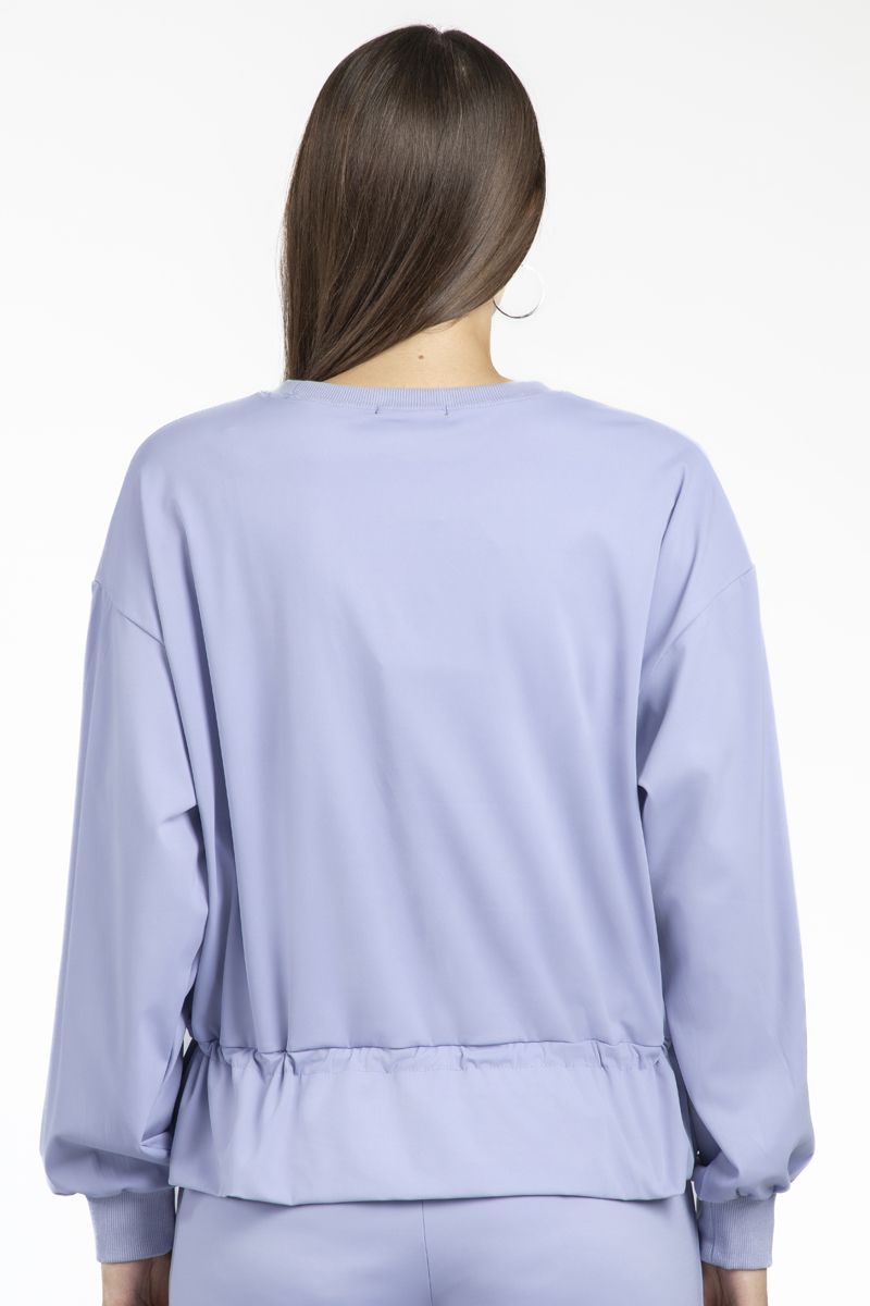 solid colored women sweatshirt with waist drawstring