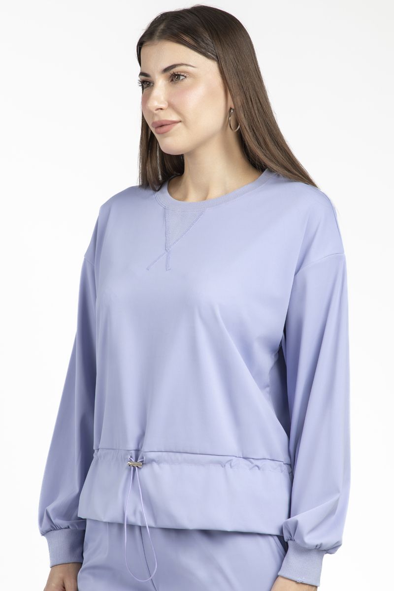 solid colored women sweatshirt with waist drawstring