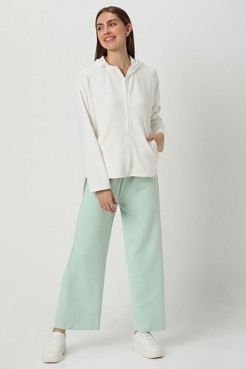 zip through solid colored women track jacket