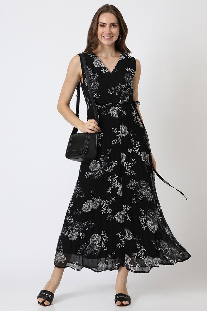 فستان نسائي ماكسي بنمط لف وبطبعات