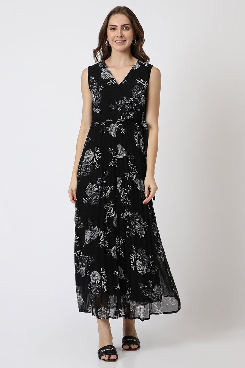 فستان نسائي ماكسي بنمط لف وبطبعات