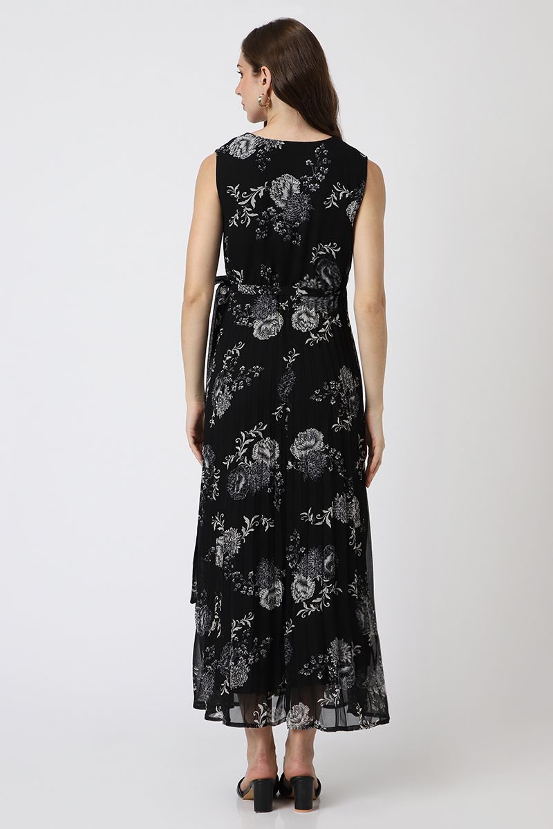 فستان نسائي ماكسي بنمط لف وبطبعات