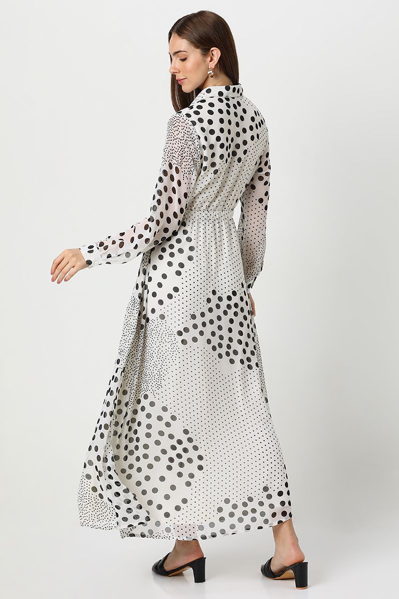 فستان نسائي ماكسي بنمط قميص وبطبعات