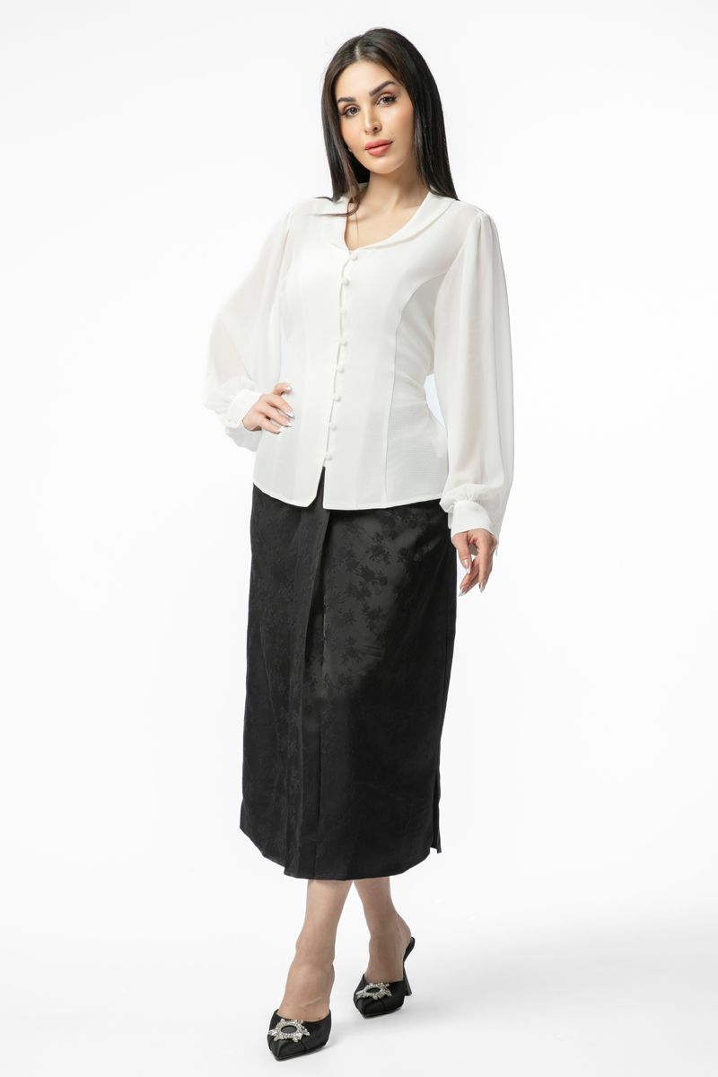 قميص نسائي بياقة مطوية وأربطة خلفية