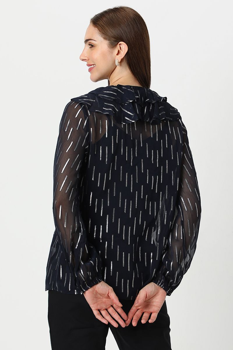 بلوزة نسائية شيفون بنقشة ميتاليك