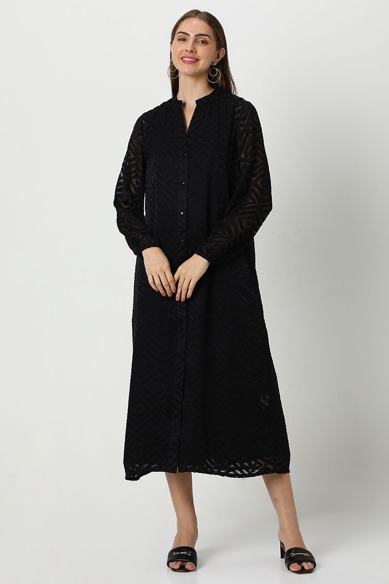 فستان نسائي بنمط قميص بخامة شيفون منقوش