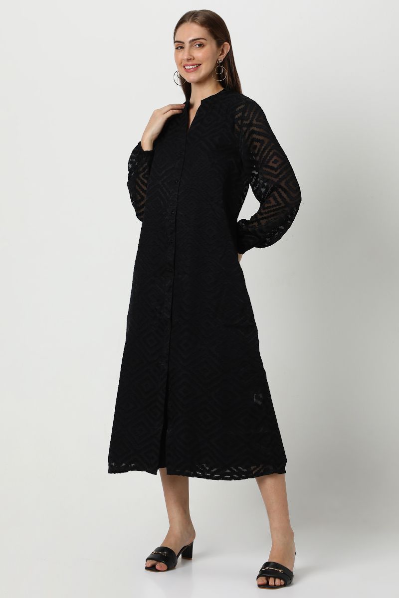 فستان نسائي بنمط قميص بخامة شيفون منقوش