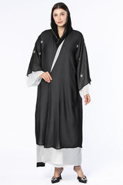 contrast layered outwear women abaya