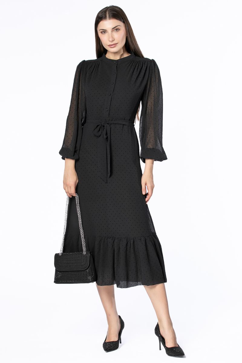 فستان نسائي بخامة شيفون منقوشة