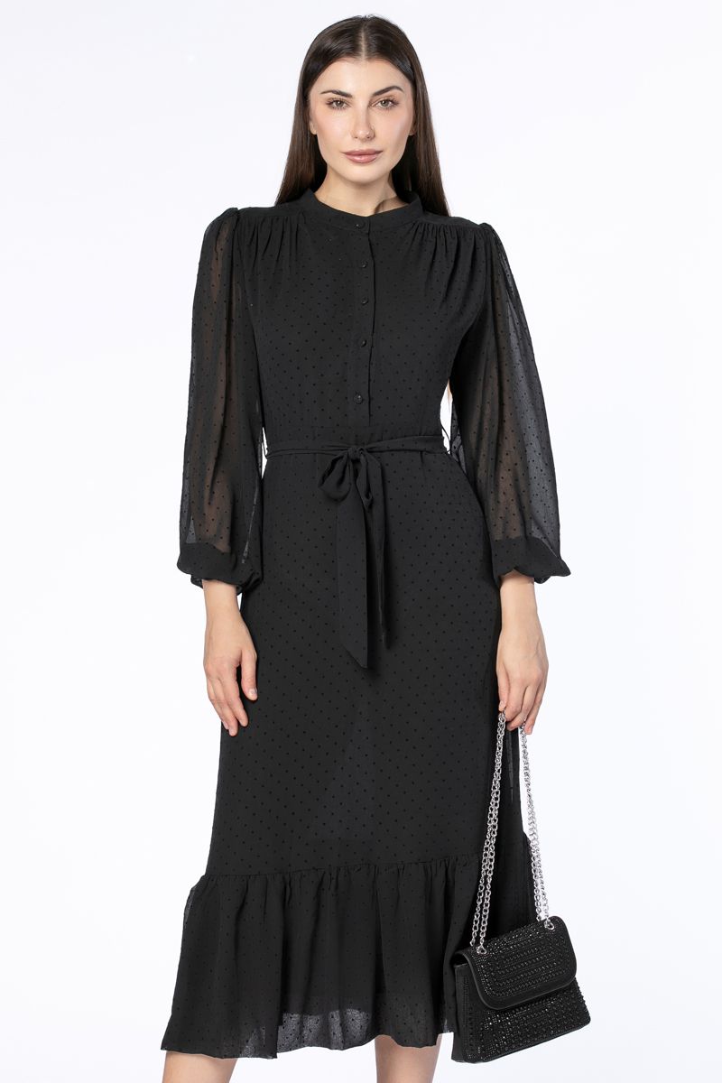 فستان نسائي بخامة شيفون منقوشة