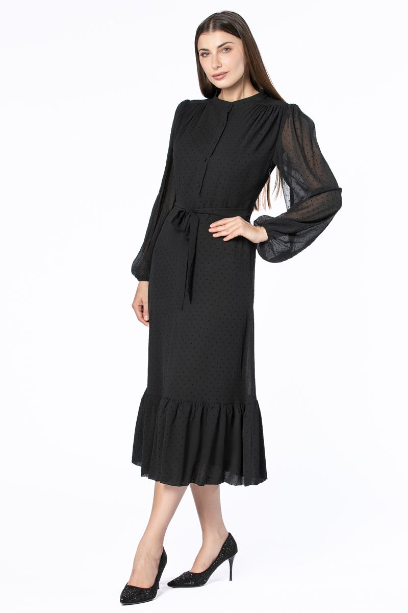 فستان نسائي بخامة شيفون منقوشة