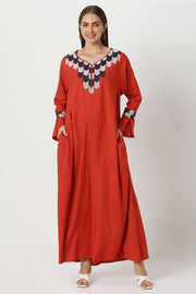 women maxi dress with embroidery