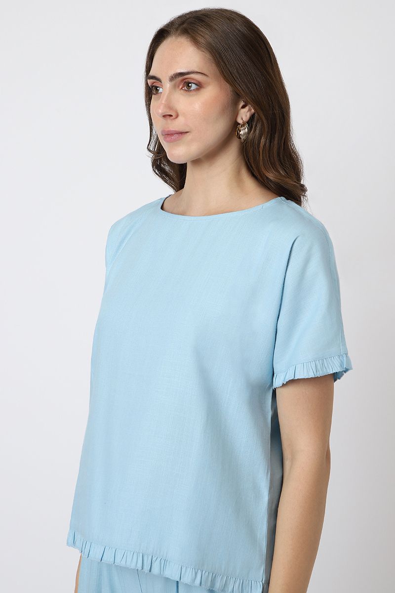 solid colored women top with ruffle