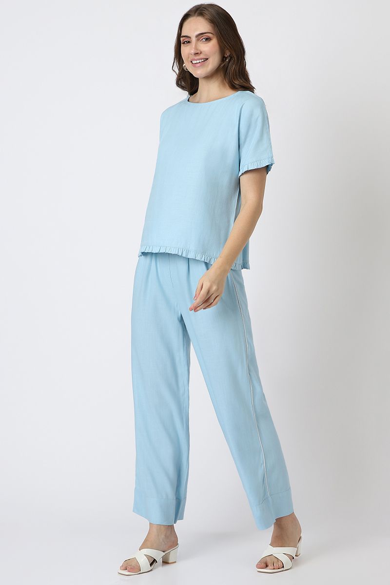 solid colored women top with ruffle