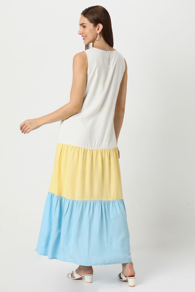 colored layered women maxi dress