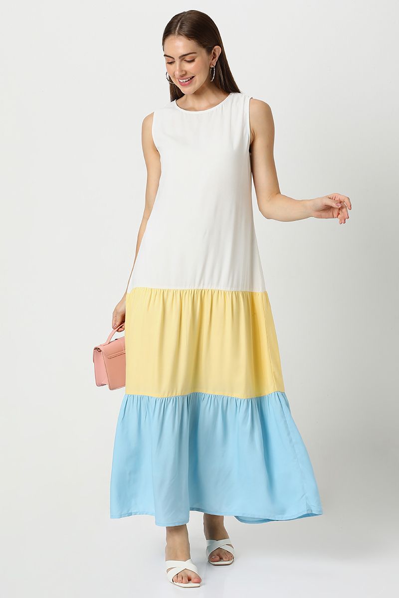 colored layered women maxi dress
